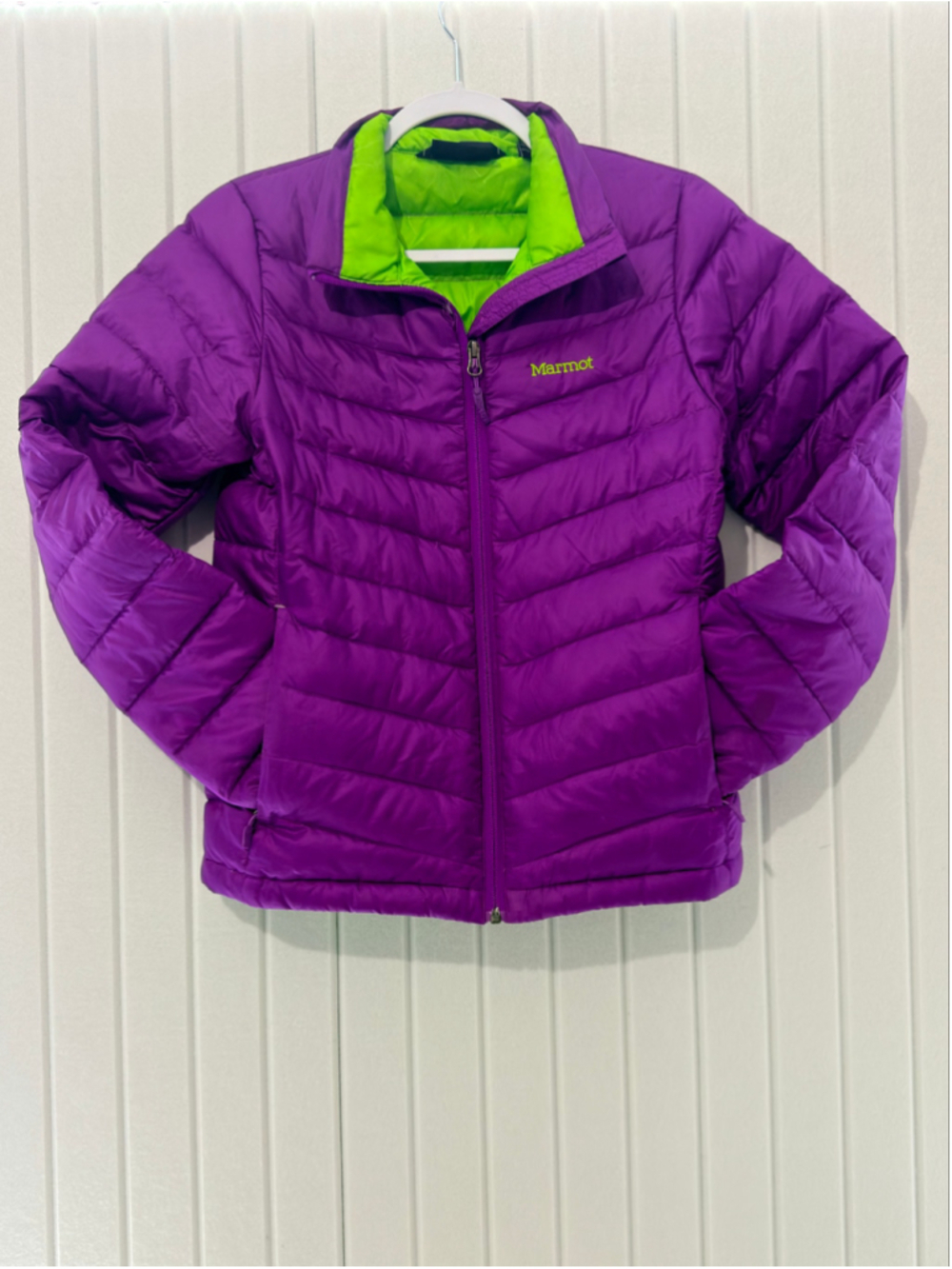 Marmot Women’s 700-Fill Down Puffer Jacket Purple/Green Size Small